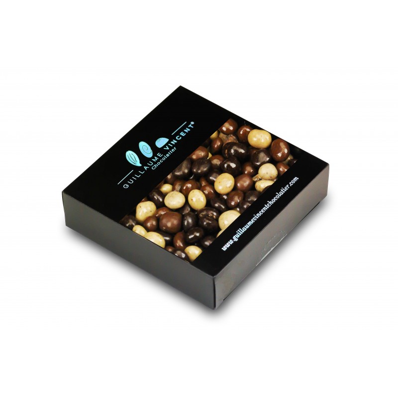 Grains de café pur Arabica enrobés de 3 chocolats